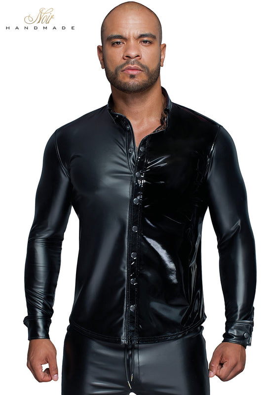 Chemise wetlook et vinyle