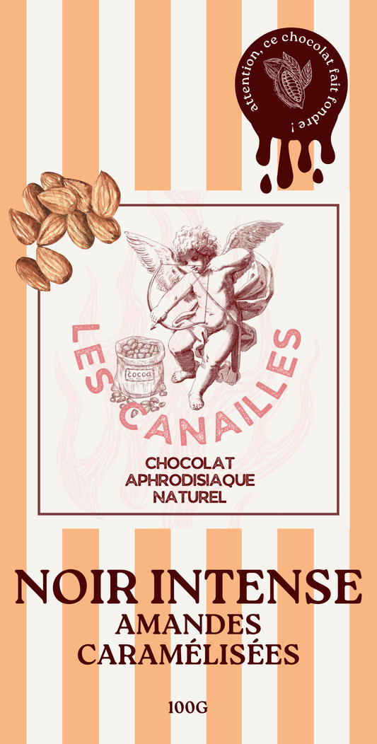 Chocolat aphrodisiaque, Noir 60%, amandes et noisettes - Les Canailles - Crée par Audace
