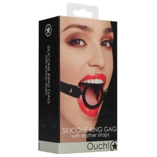 Bâillon en silicone Ring Gag 40mm Noir - Ouch!