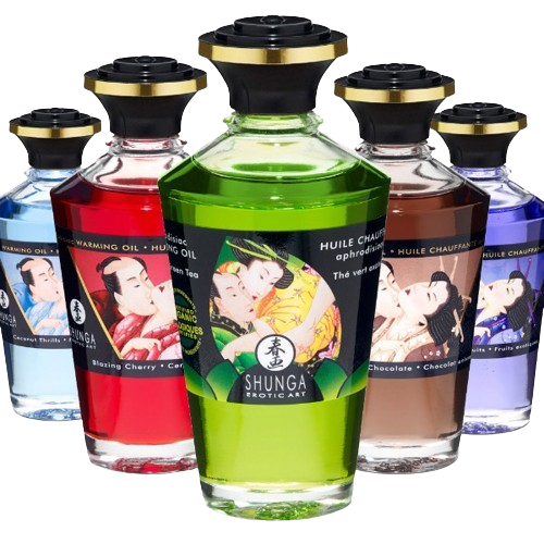 Huile de massage chauffante comestible - Shunga - Parfum au choix